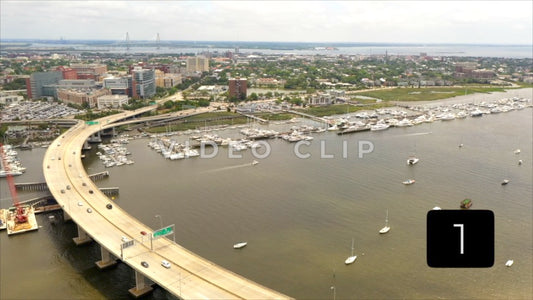 CLIP 1 - Charleston, SC approaching downtown from Ashley river bridge