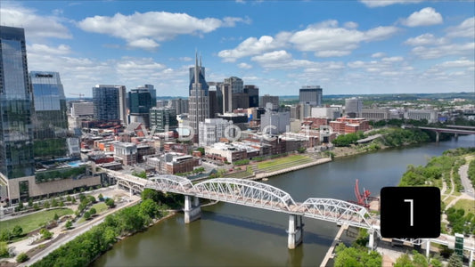 CLIP 1 - Nashville, TN beautiful city skyline with blue sky and clouds