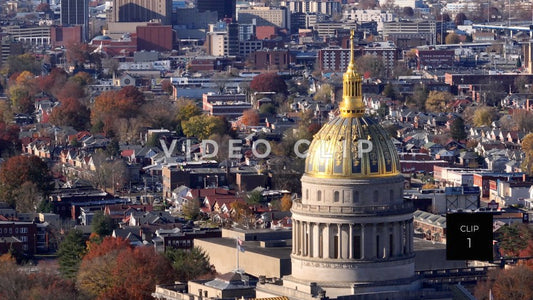 CLIP 1 - Charleston, WV state capital building with city