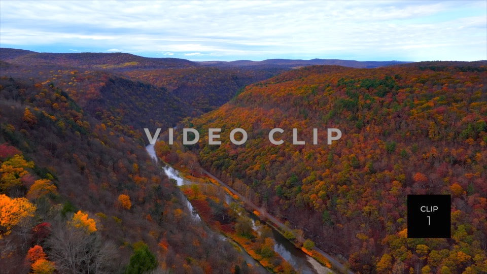 CLIP 1 - Pennsylvania Grand Canyon flight over treetops to reveal Pine Creek
