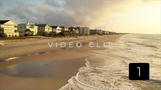 CLIP 1 - Litchfield Beach, SC beautiful morning golden light on beach front homes