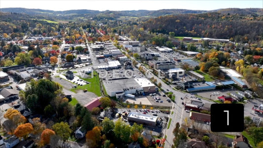 CLIP 1 - Wellsboro, PA Aerial view of downtown