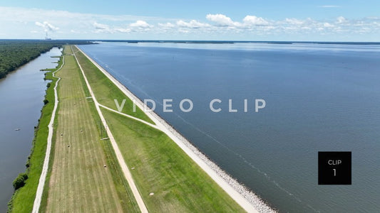 CLIP 1 - Lake Marion, SC perspective view of earthen dam and reservoir