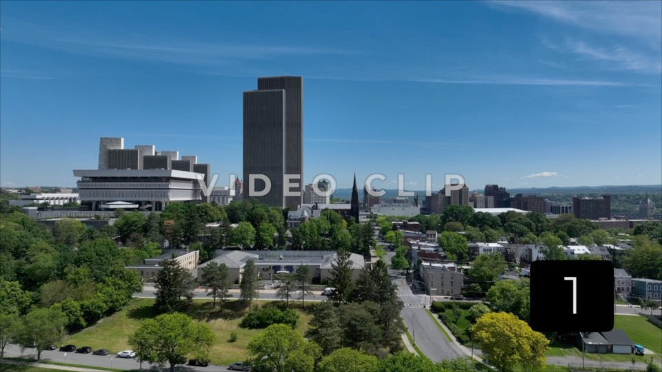 CLIP 1 - Albany, NY Vol. 1 - rising from Lincoln Park to reveal Empire State Plaza