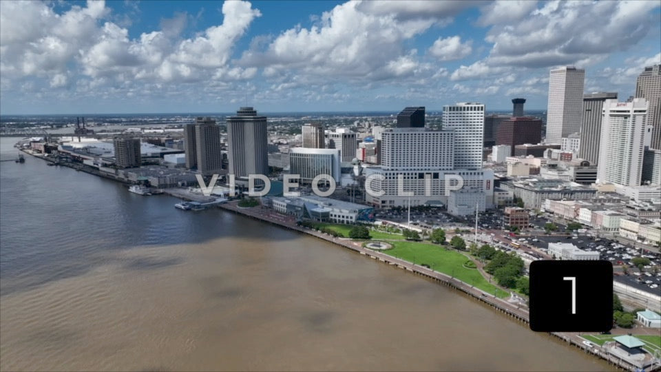 CLIP 1 - New Orleans, LA Vol. 2 - slow turn from skyline to Mississippi River