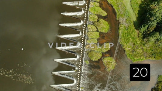 CLIP 20 - Montezuma, GA aerial of spillwater dam at Whitewater Creek Park