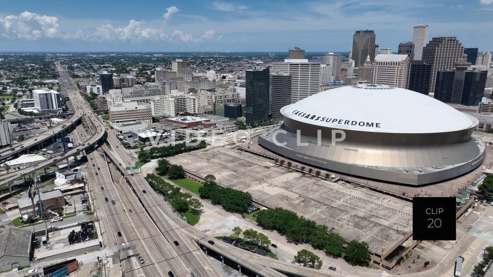CLIP 20 - New Orleans, LA Caesars Superdome as cars pass by on interstate