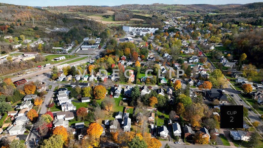 CLIP 2 - Wellsboro, PA Aerial view of neighborhood homes and streets