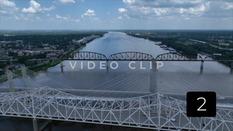 CLIP 2 - Louisville, KY cars traveling on Big Four Bridge crossing Ohio River