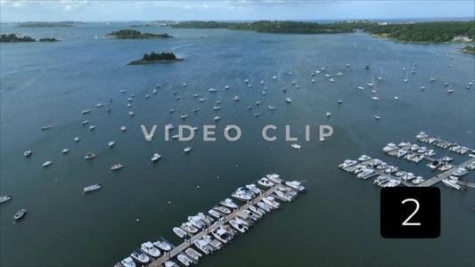 CLIP 2 - Boston, MA boats in marina with harbor view of islands on the horizon