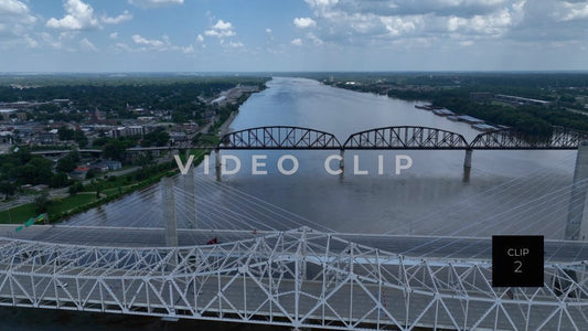 CLIP 2 - Louisville, KY cars traveling on Big Four Bridge crossing Ohio River
