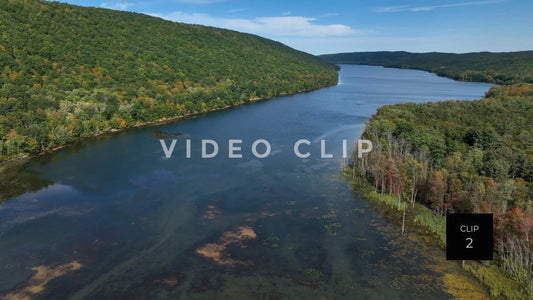 Stock video CLIP 2 - Canadice Lake, NY Finger Lake and city of Rochester Reservoir 