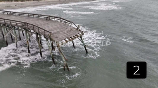 CLIP 2 - Pawleys Island, SC damage to fishing pier from Hurricane Ian