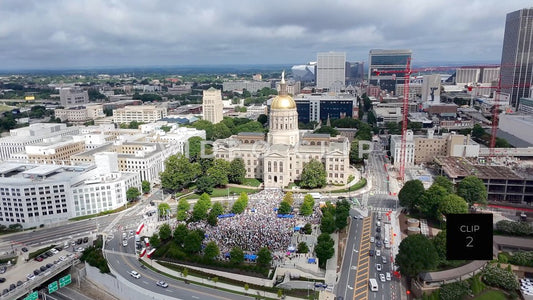 CLIP 2 - Atlanta, GA No Kings Protest - Protesters gather in front of Georgia State Capitol