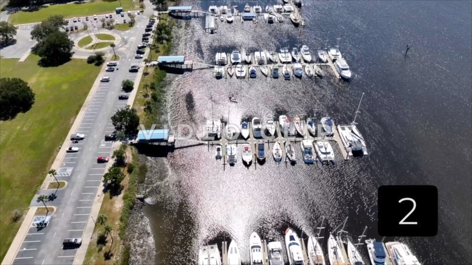 CLIP 2 - Brunswick, GA aerial looking down on boats in marina