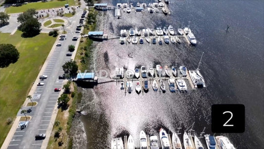 CLIP 2 - Brunswick, GA aerial looking down on boats in marina
