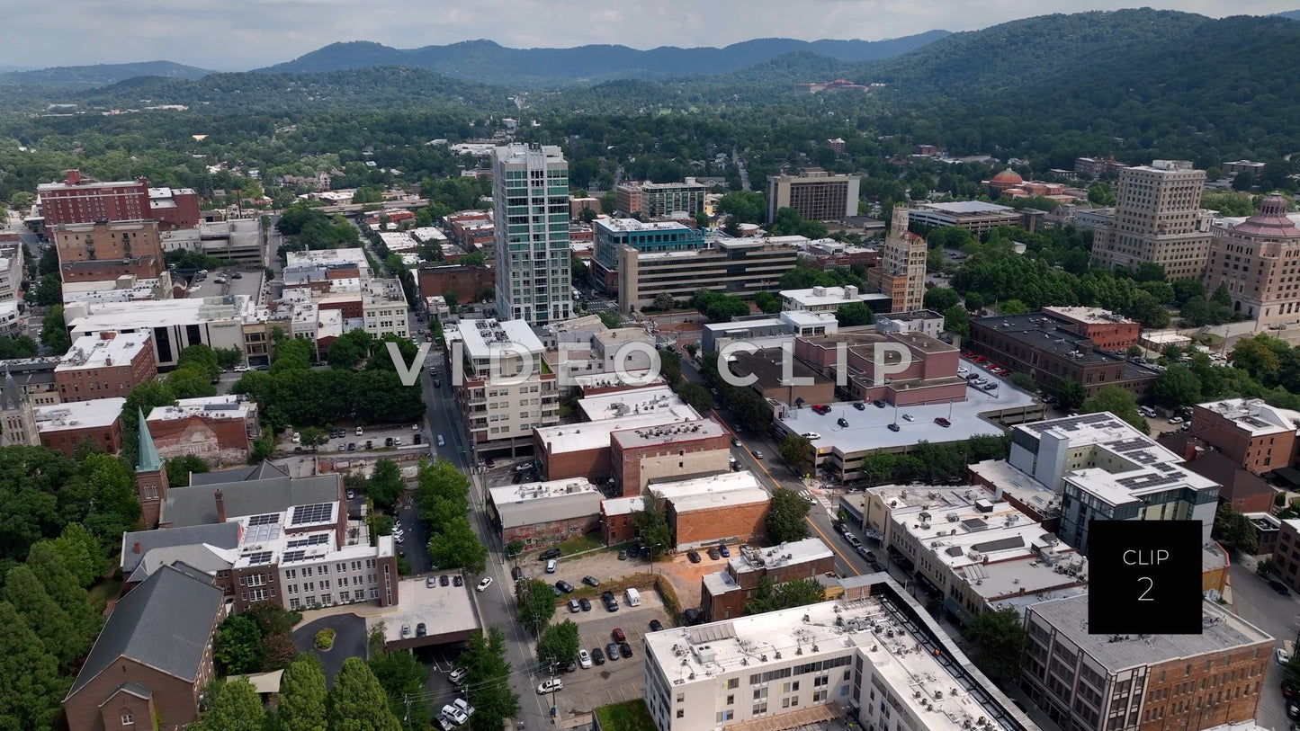 CLIP 2 - Asheville, NC drone flight over downtown past tallest building