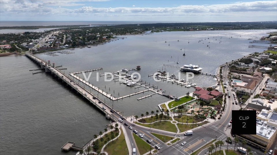 CLIP 2 - St Augustine, Florida slow flight over marina with sail boats in inlet