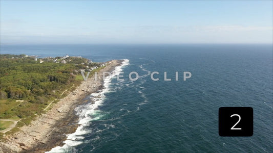 CLIP 2 - Maine Coast Two Lights State Park rocky coast line with ocean view