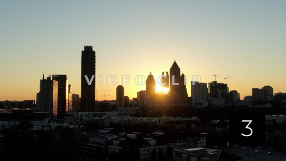 CLIP 3 - Atlanta, GA Vol. 1 - early morning sun shining behind office towers in downtown