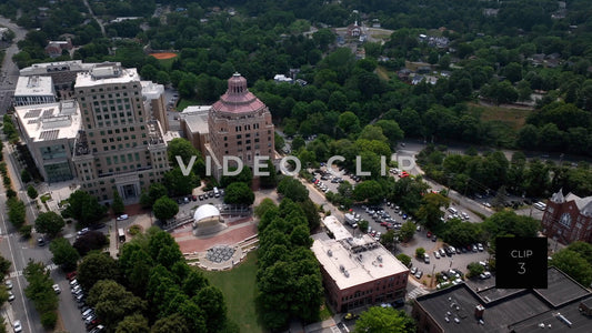 CLIP 3 - Asheville, NC city hall buildings then turning up to look at Blue Ridge Mountains