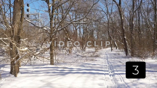 CLIP 3 - Winter Vol. 5 - Hiking trail in Winter beside train track in public park with snow
