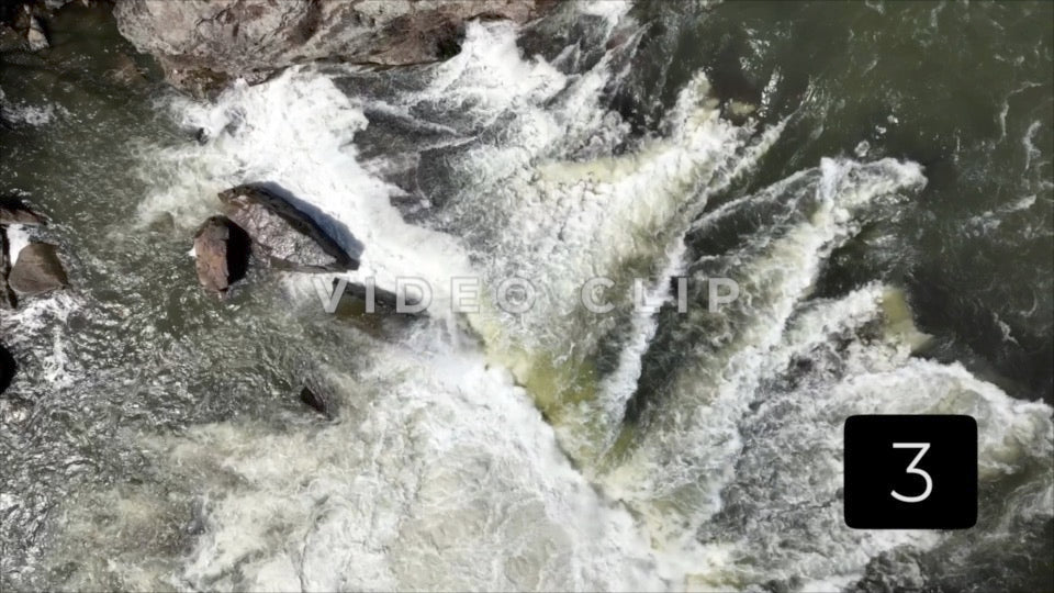 CLIP 3 - Ohiopyle, PA aerial view of rapids and waterfall close up