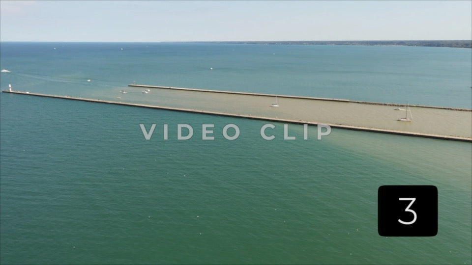 CLIP 3 - Rochester, NY Vol. 5 - Aerial of Ontario Beach Park and Genesee river at Charlotte Pier