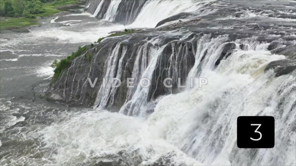 CLIP 3 - Dramatic close flight over Cohoes Falls in New York State