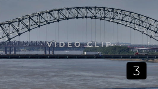 CLIP 3 - Memphis, TN 7x zoom of traffic on bridge crossing Mississippi River