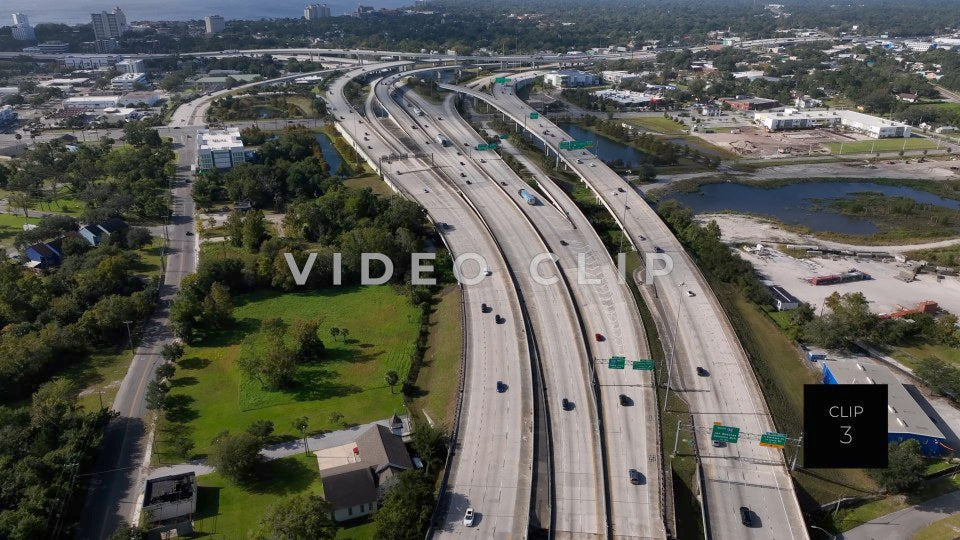 CLIP 3 - Jacksonville, FL highway Interstate I-95 with traffic in morning sunshine