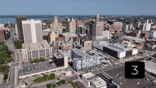 CLIP 3 - Buffalo, NY downtown city skyline in morning sunlight
