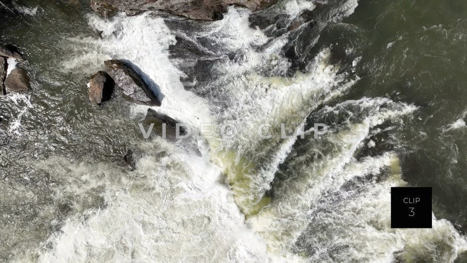 CLIP 3 - Ohiopyle, PA aerial view of rapids and waterfall close up
