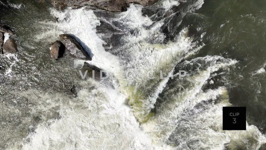 CLIP 3 - Ohiopyle, PA aerial view of rapids and waterfall close up