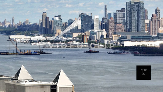 CLIP 4 - New York, NY Telephoto aerial view of NY city skyline from Hudson River