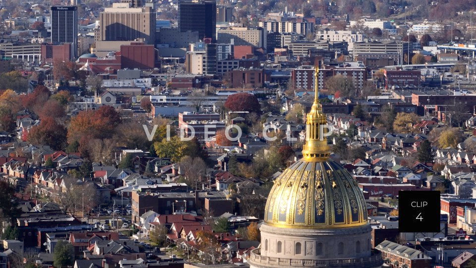 CLIP 4 - Charleston, WV slowly moving view of capital building with city