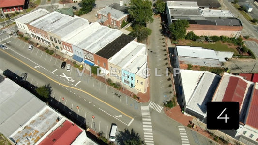 CLIP 4 - Montezuma, GA aerial view of buildings and shops downtown
