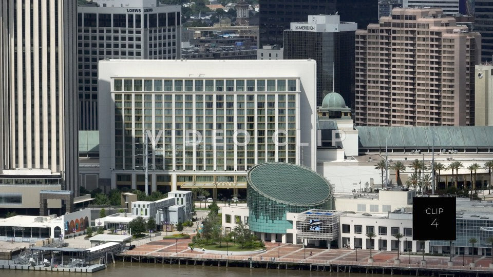 CLIP 4 - New Orleans, LA close up of office buildings and aquarium