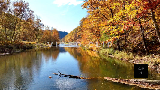 CLIP 4 - Pennsylvania Grand Canyon, PA low flight over Pine Creek with Canyon in distance