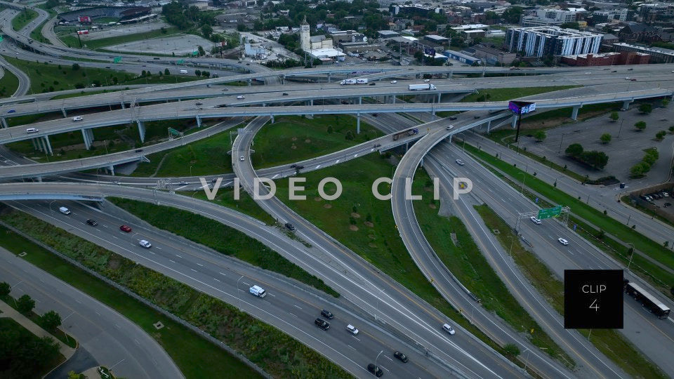 CLIP 4 - Louisville, KY highway interchange with cars and trucks connecting to Big Four Bridge