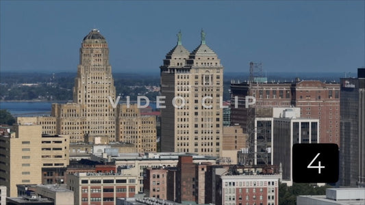 CLIP 4 - Buffalo, NY 7x zoom view of downtown architecture featuring Buffalo City Hall and Liberty Building