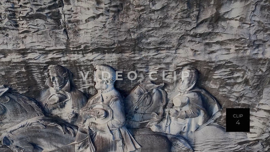 CLIP 4 - Stone Mountain Park, GA Close up of Confederate Memorial Carving depicting Stonewall Jackson, Robert E. Lee and Jefferson Davis