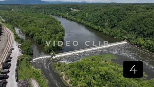 CLIP 4 - Lynchburg, VA Vol. 2 - man made dam creates waterfall on James River
