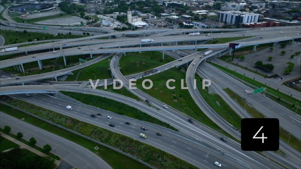 CLIP 4 - Louisville, KY highway interchange with cars and trucks connecting to Big Four Bridge