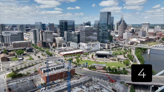 CLIP 4 - Nashville, TN city skyline with construction towers