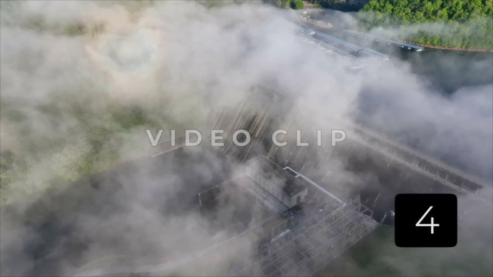 CLIP 4 - Looking down at Norris Dam while morning mist passes over