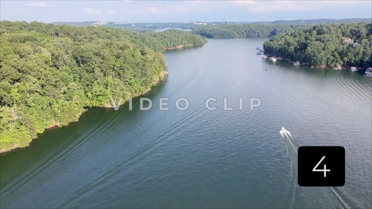 CLIP 4 - Lake Lanier, GA Aerial view of lake as boat travels