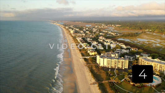 CLIP 4 - Litchfield Beach, SC aerial of coastline looking South at morning
