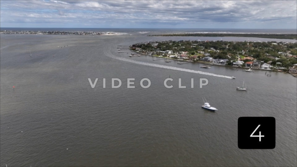 CLIP 4 - St Augustine, Florida flying over inlet towards neighborhood