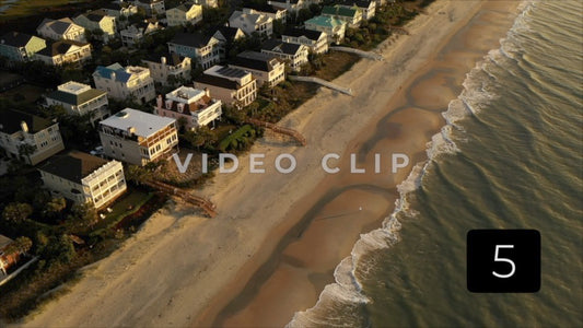 CLIP 5 - Litchfield Beach, SC looking down at shoreline in morning light